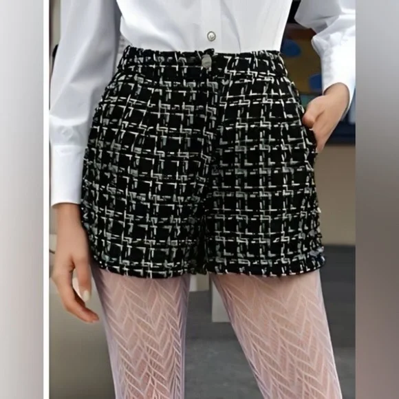 Wide‎ Leg Tweed Shorts | SHEIN - Picture 6 of 8